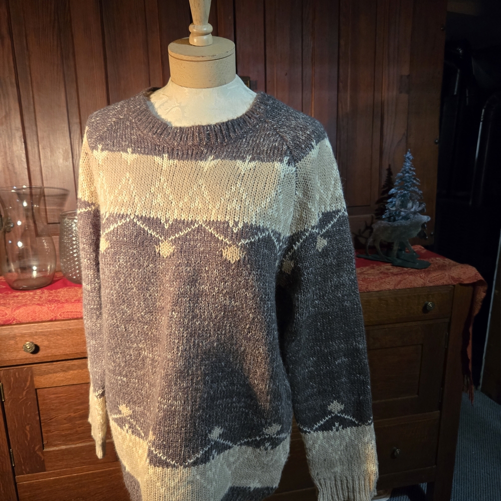 Cozy Gray and Cream Sweater